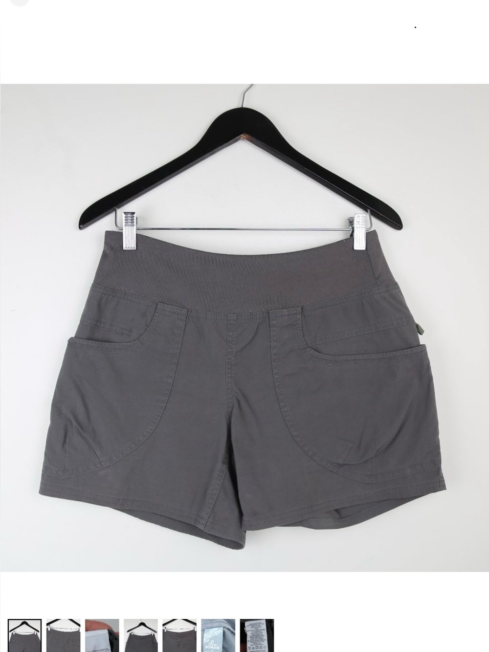 prAna Kanab Organic Cotton Grey Mid Waisted Women's Shorts Size Small